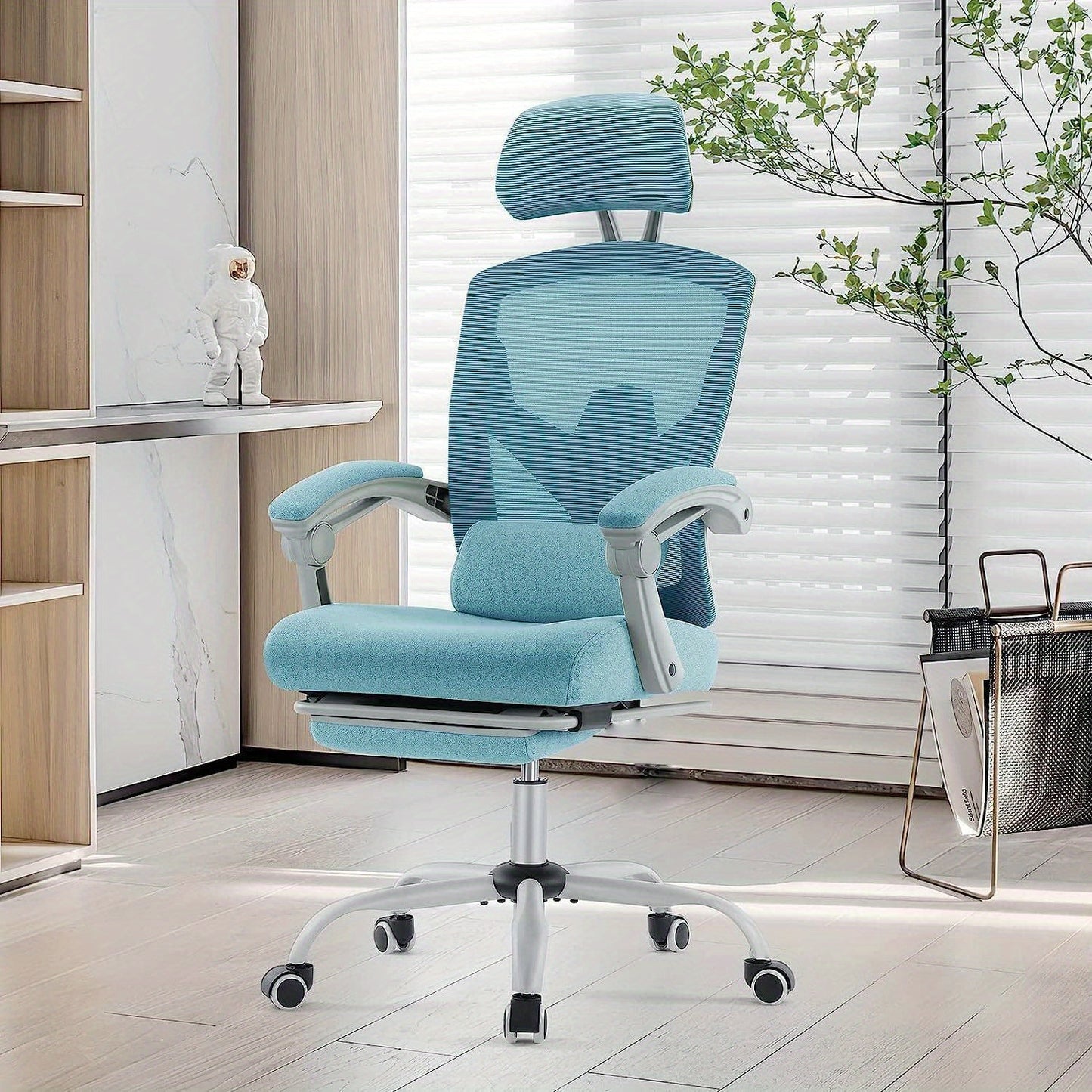 Ergonomic Office Chair with Footrest, Computer Desk Chair for Adults, High Back Mesh Rolling Swivel Reclining Chairs with Wheels Headrest Armrest