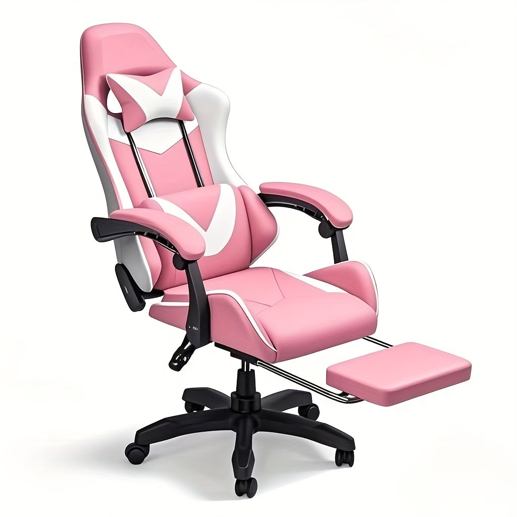 HealSmart Ergonomic Gaming Chair with Height Adjustment, 360° Swivel & Recliner Mechanism, Memory Foam Cushion & Lumbar - Heavy-Duty Plastic/Metal Frame, Manual Recline Control, Footrest Included - Easy Assembly, Modern Raci
