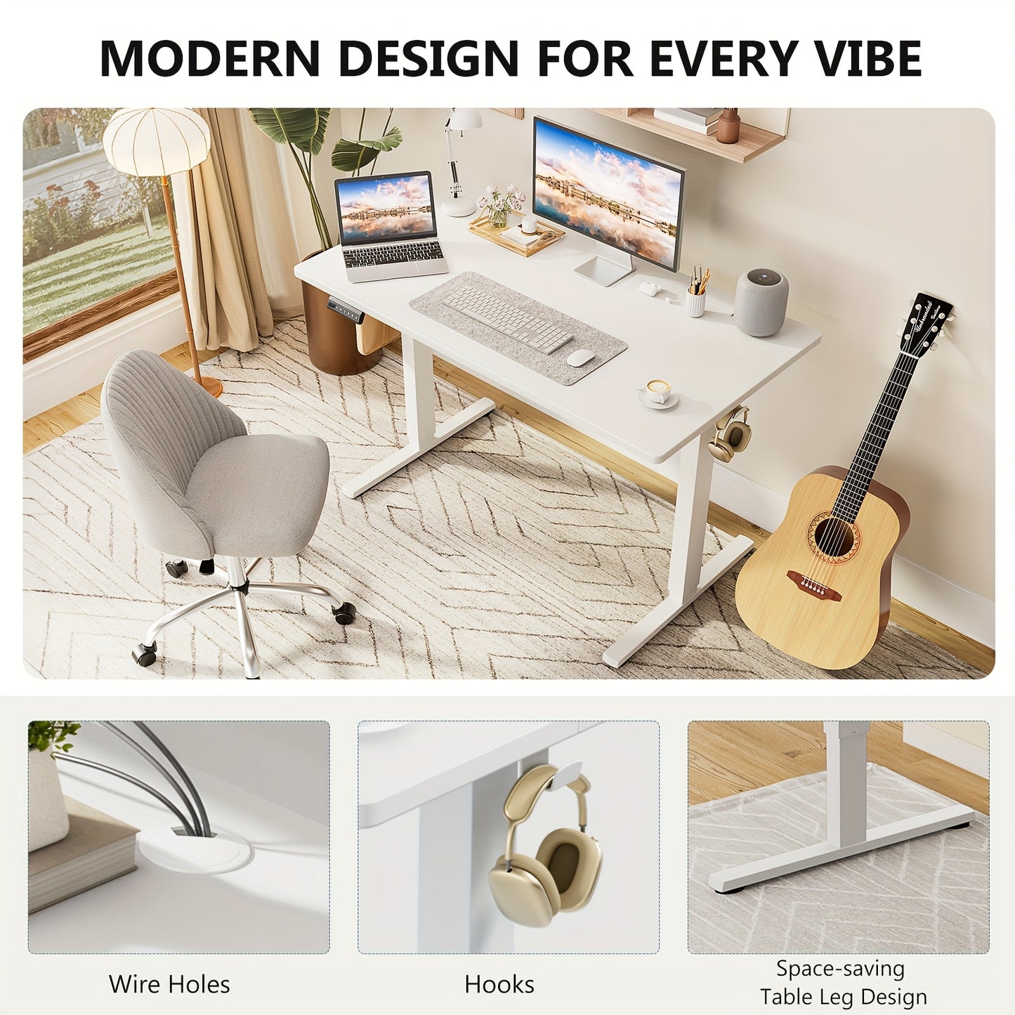 Ergonomic 48" Sit-Stand Gaming & Office Desk | Electric Motorized Workstation