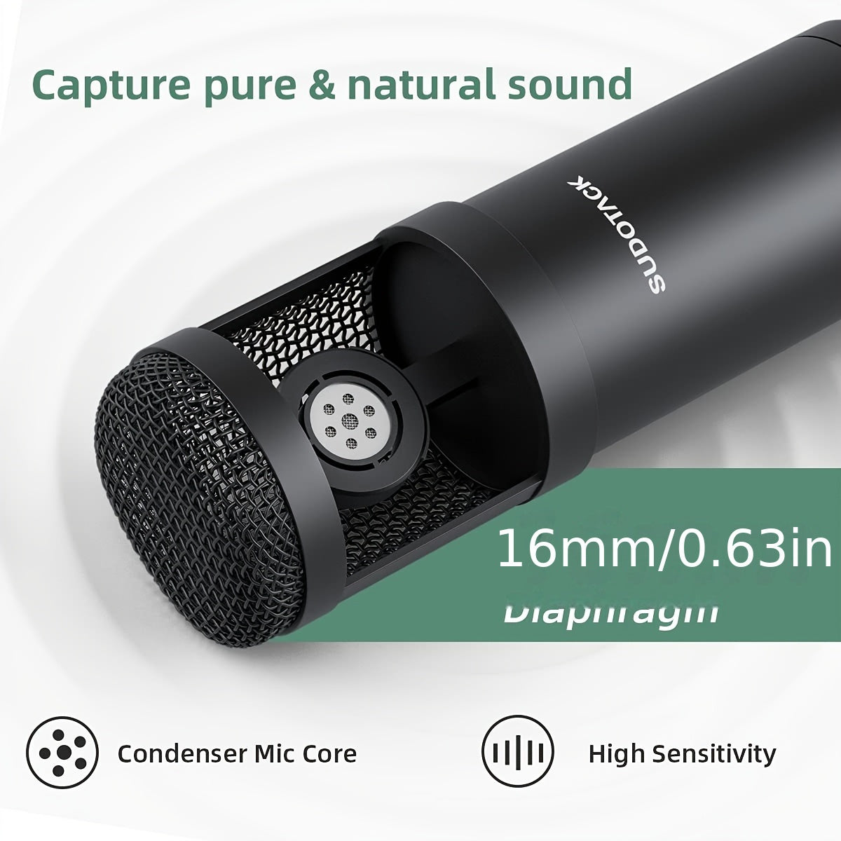 SUDOTACK Microphone - Podcast Condenser with Professional Sound.