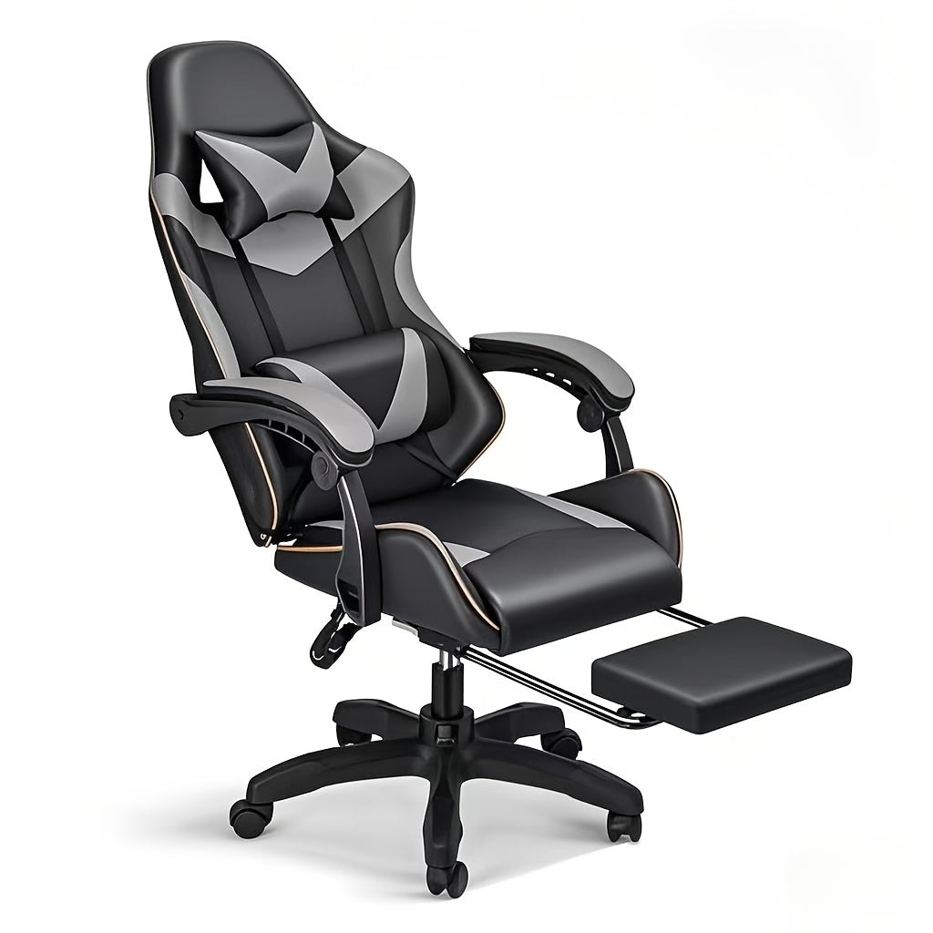 HealSmart Ergonomic Gaming Chair with Height Adjustment, 360° Swivel & Recliner Mechanism, Memory Foam Cushion & Lumbar - Heavy-Duty Plastic/Metal Frame, Manual Recline Control, Footrest Included - Easy Assembly, Modern Raci