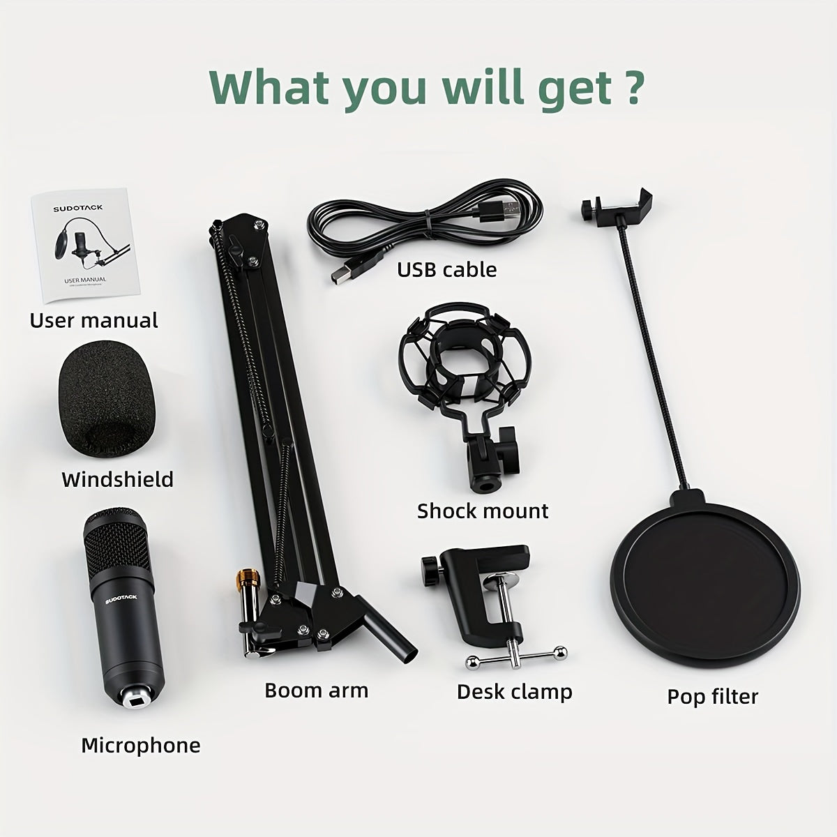 SUDOTACK Microphone - Podcast Condenser with Professional Sound.