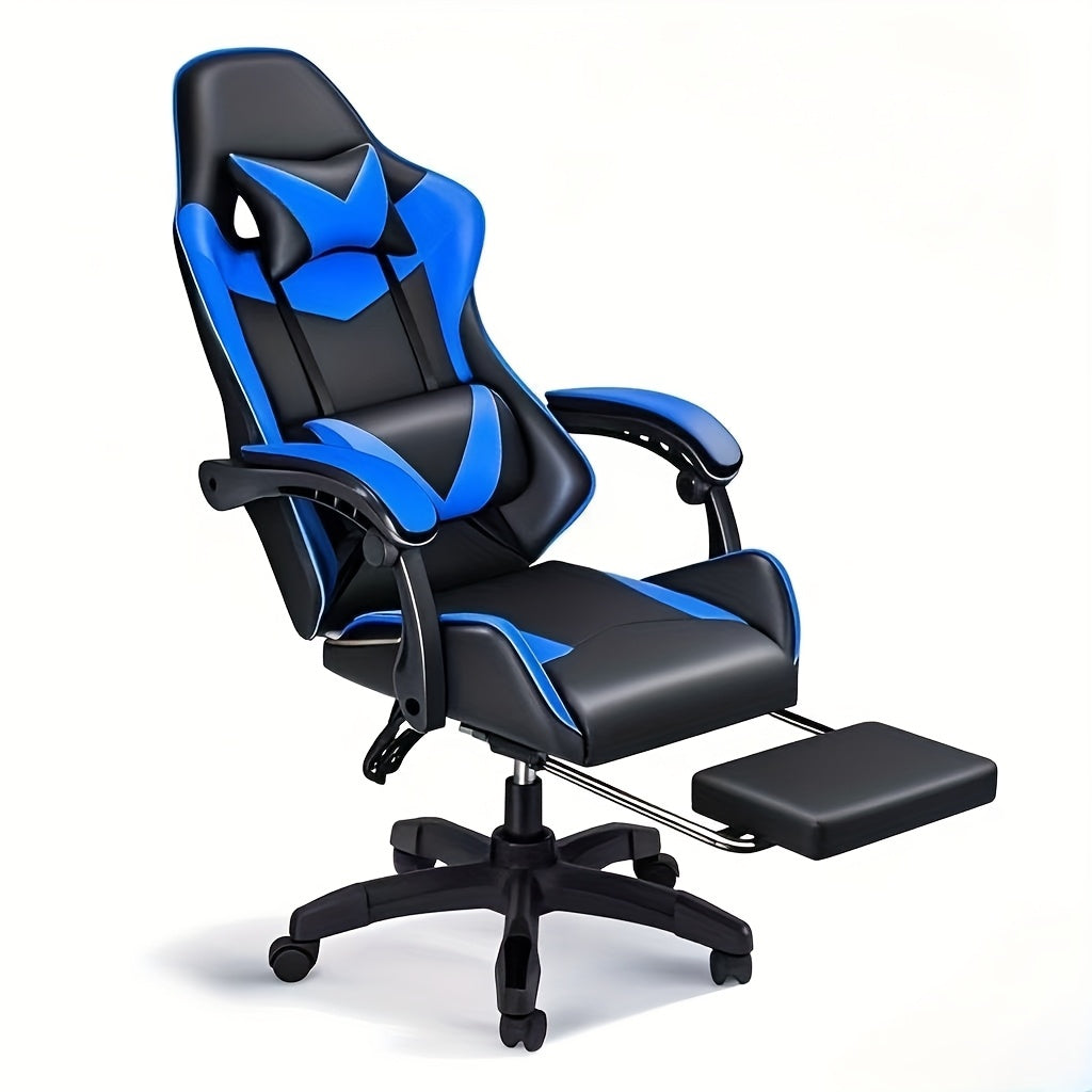 HealSmart Ergonomic Gaming Chair with Height Adjustment, 360° Swivel & Recliner Mechanism, Memory Foam Cushion & Lumbar - Heavy-Duty Plastic/Metal Frame, Manual Recline Control, Footrest Included - Easy Assembly, Modern Raci