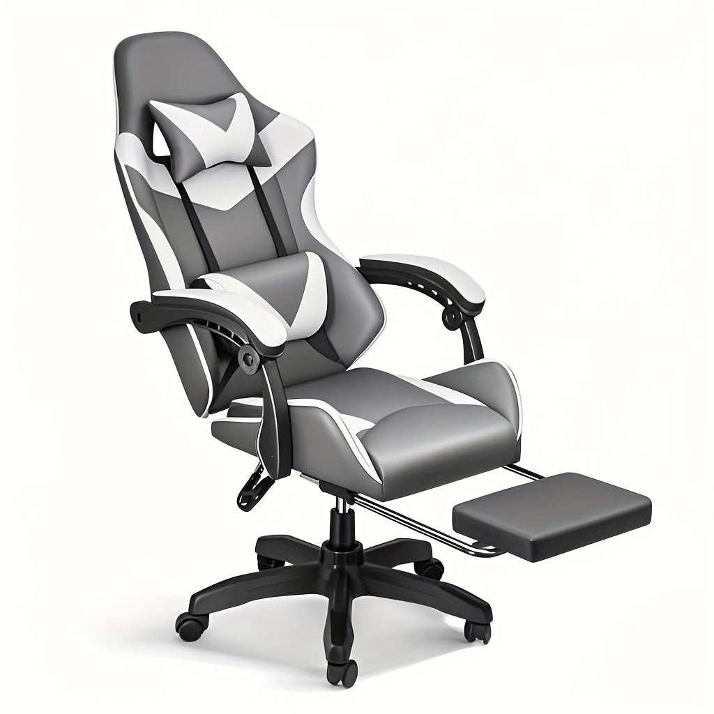 HealSmart Ergonomic Gaming Chair with Height Adjustment, 360° Swivel & Recliner Mechanism, Memory Foam Cushion & Lumbar - Heavy-Duty Plastic/Metal Frame, Manual Recline Control, Footrest Included - Easy Assembly, Modern Raci