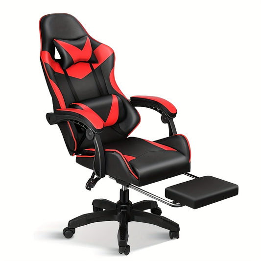 HealSmart Ergonomic Gaming Chair with Height Adjustment, 360° Swivel & Recliner Mechanism, Memory Foam Cushion & Lumbar - Heavy-Duty Plastic/Metal Frame, Manual Recline Control, Footrest Included - Easy Assembly, Modern Raci