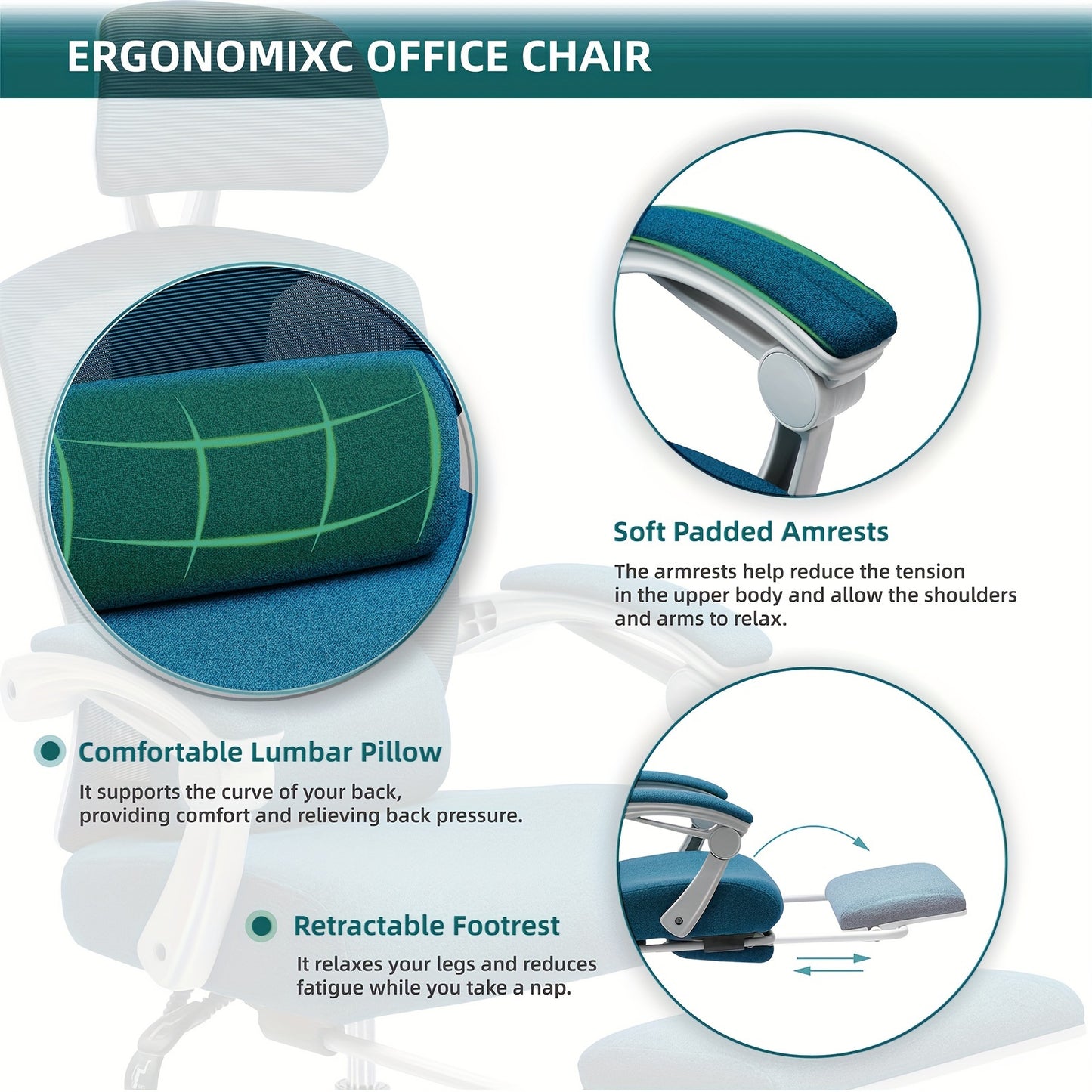 Modern minimalist style ergonomic high back office computer desk and chair, black mesh rolling work swivel chair, comfortable arms, lumbar support, very suitable for home office and study