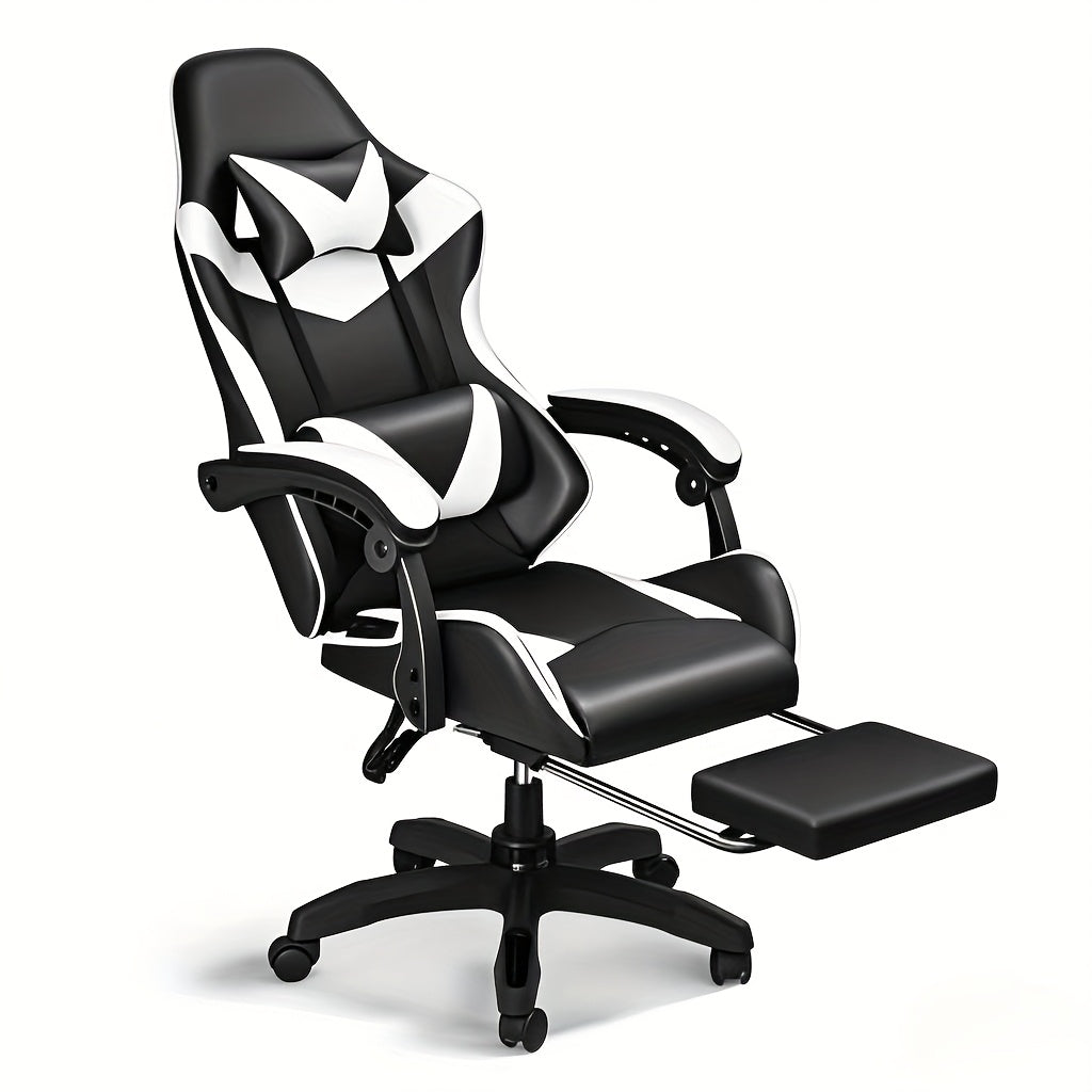 HealSmart Ergonomic Gaming Chair with Height Adjustment, 360° Swivel & Recliner Mechanism, Memory Foam Cushion & Lumbar - Heavy-Duty Plastic/Metal Frame, Manual Recline Control, Footrest Included - Easy Assembly, Modern Raci