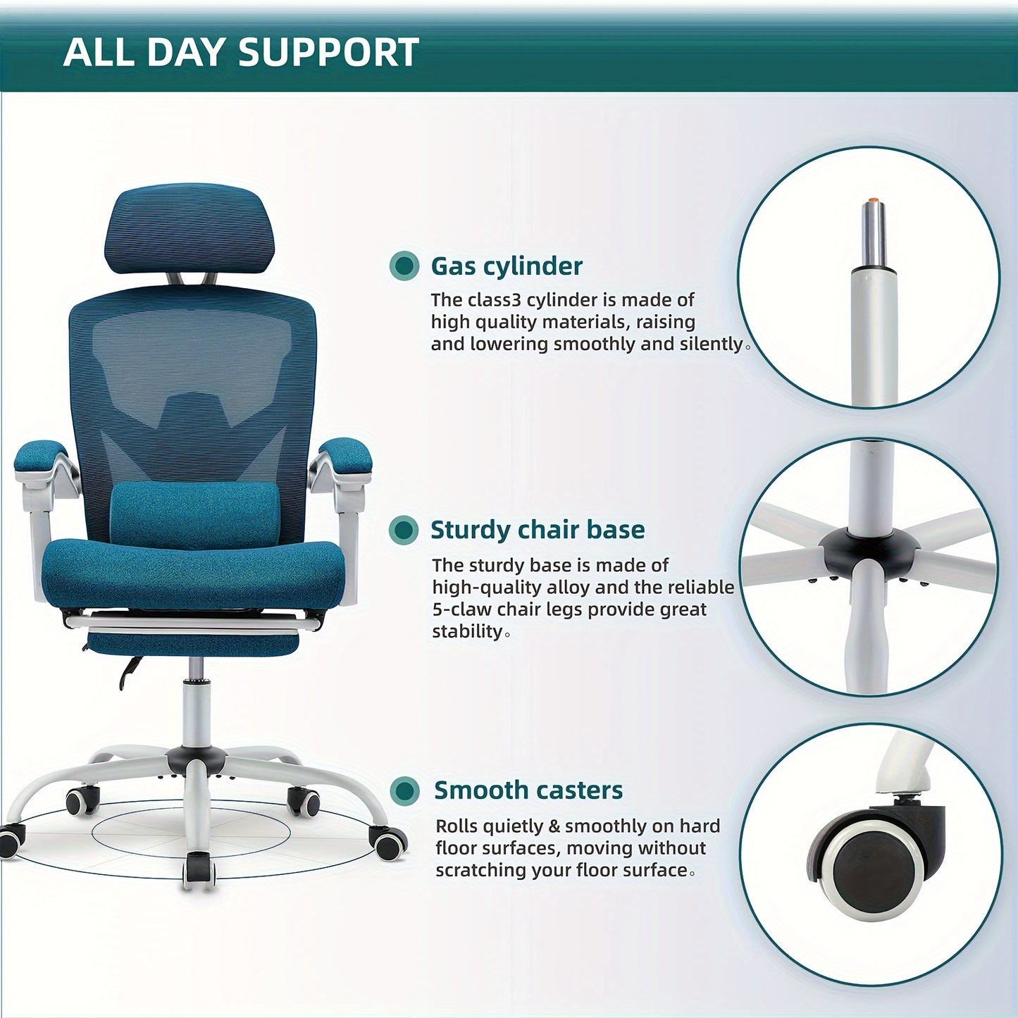 Modern minimalist style ergonomic high back office computer desk and chair, black mesh rolling work swivel chair, comfortable arms, lumbar support, very suitable for home office and study