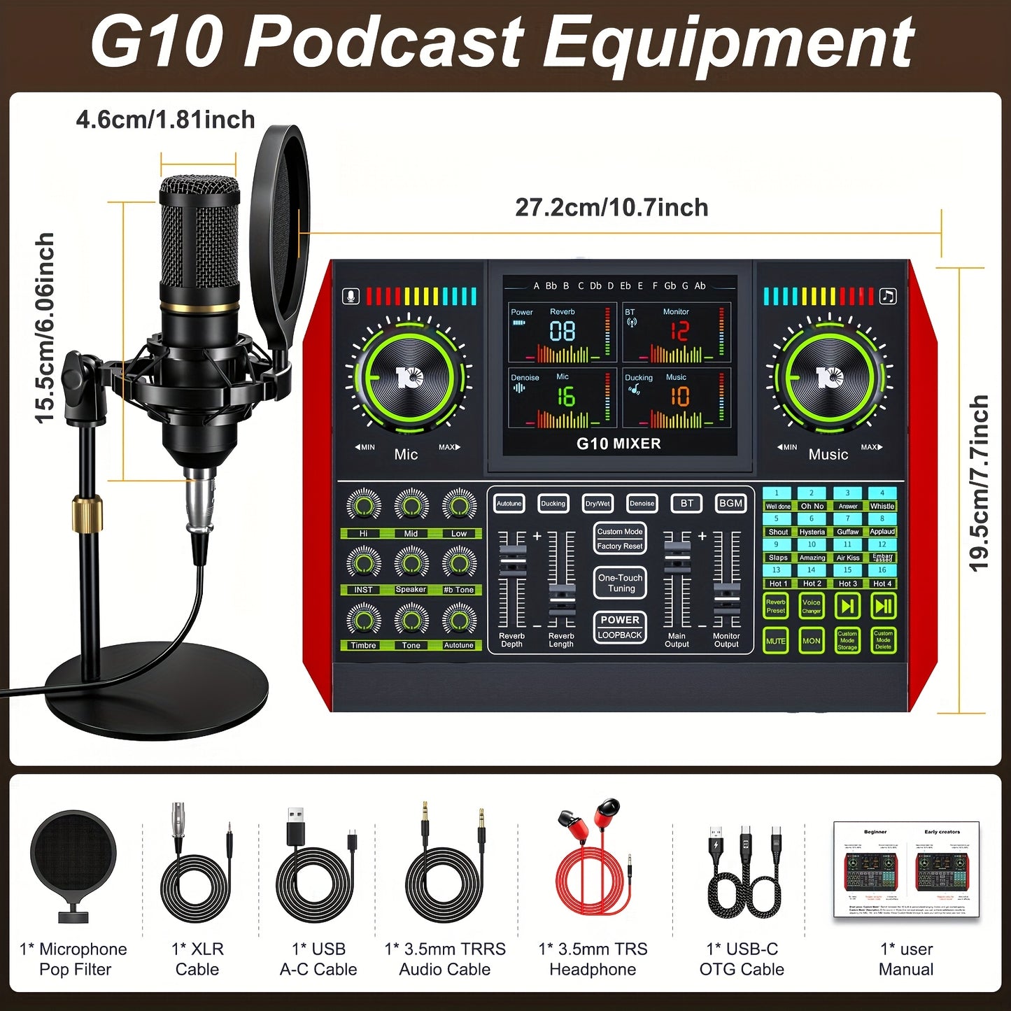 Studio Professional Podcast and Recording Microphone G10-BM800