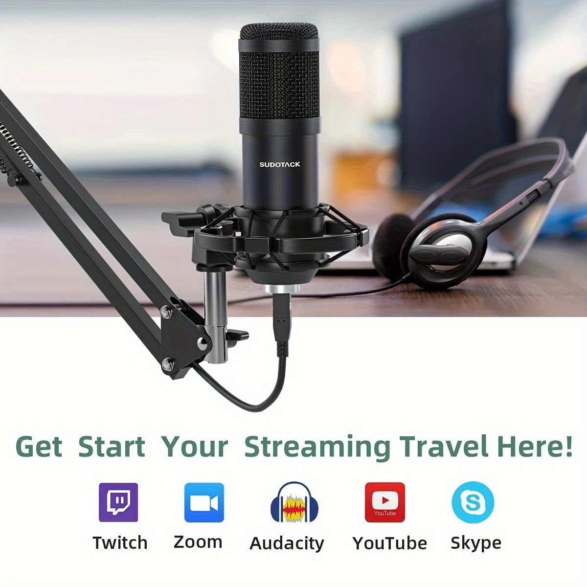 SUDOTACK Microphone - Podcast Condenser with Professional Sound.