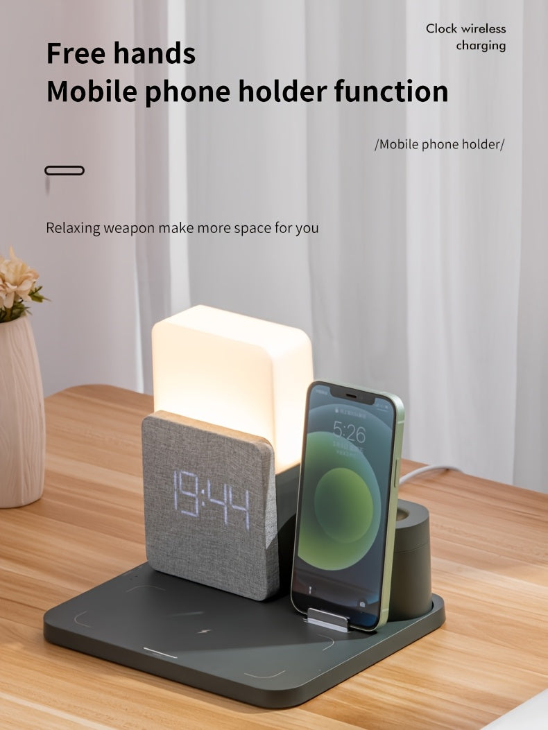 Wireless Charging Station 3-in-1  with Alarm Clock