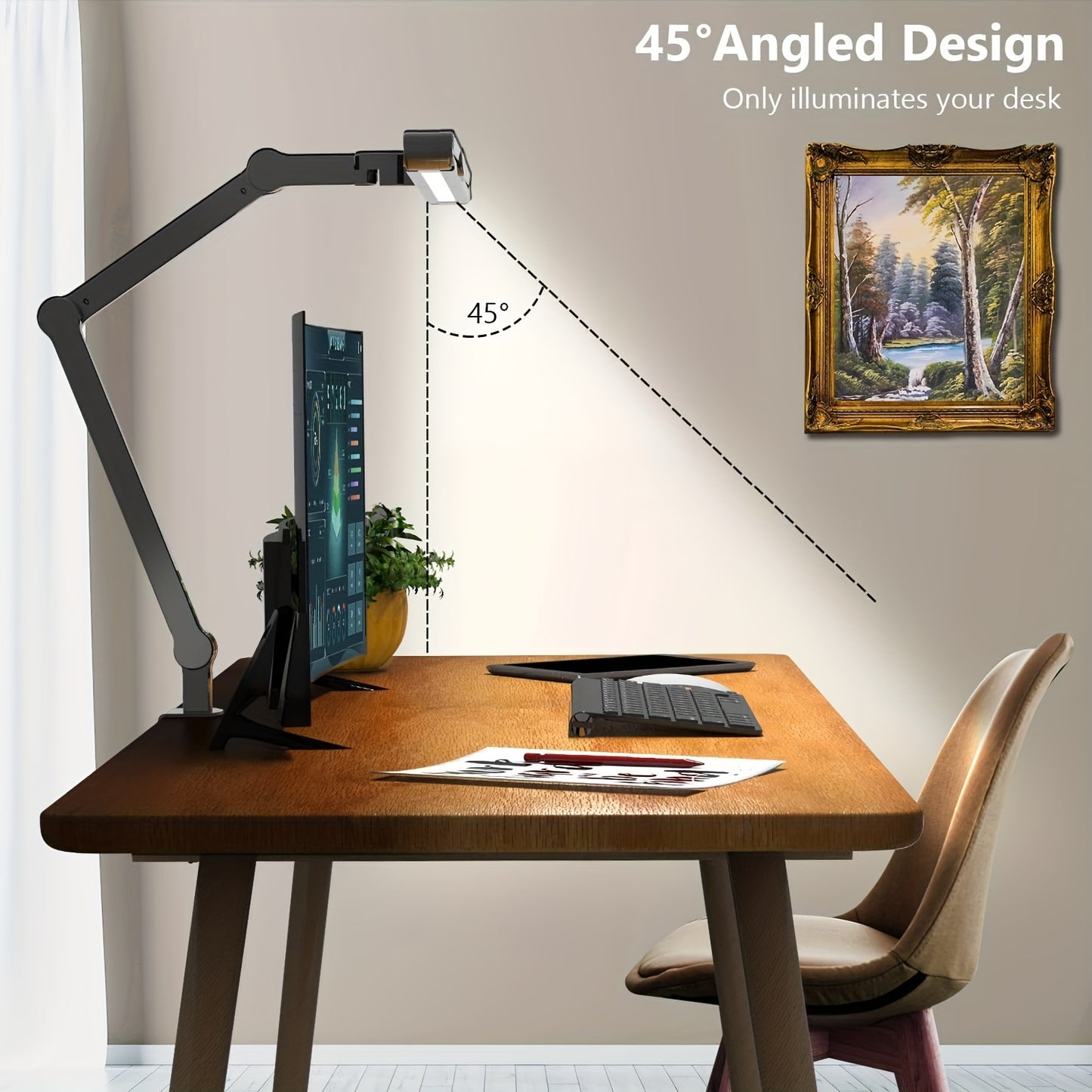 Smart Home Office LED Lamp: 24W, Clamp and Auto-Dimming