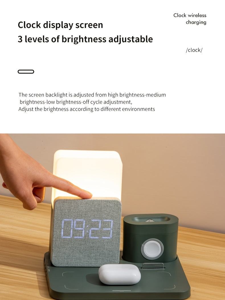 Wireless Charging Station 3-in-1  with Alarm Clock
