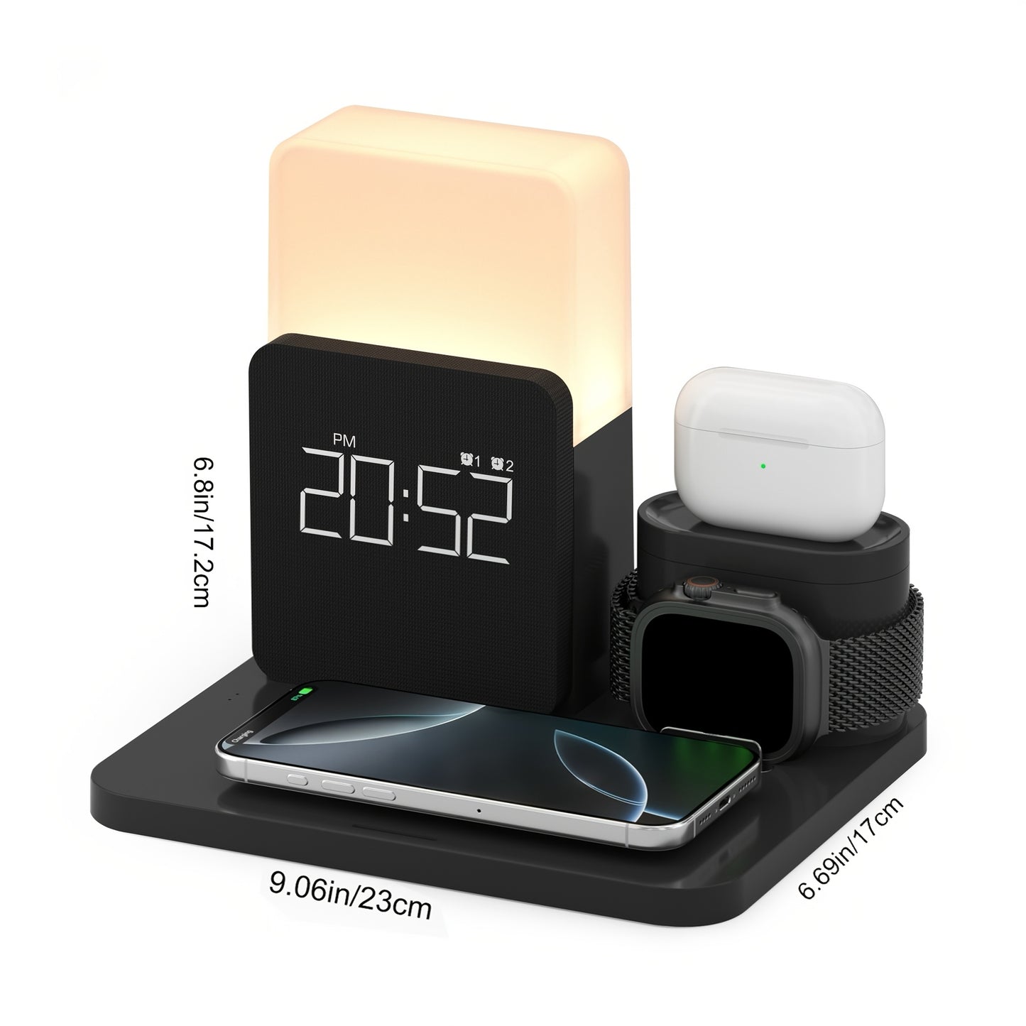 Wireless Charging Station 3-in-1  with Alarm Clock