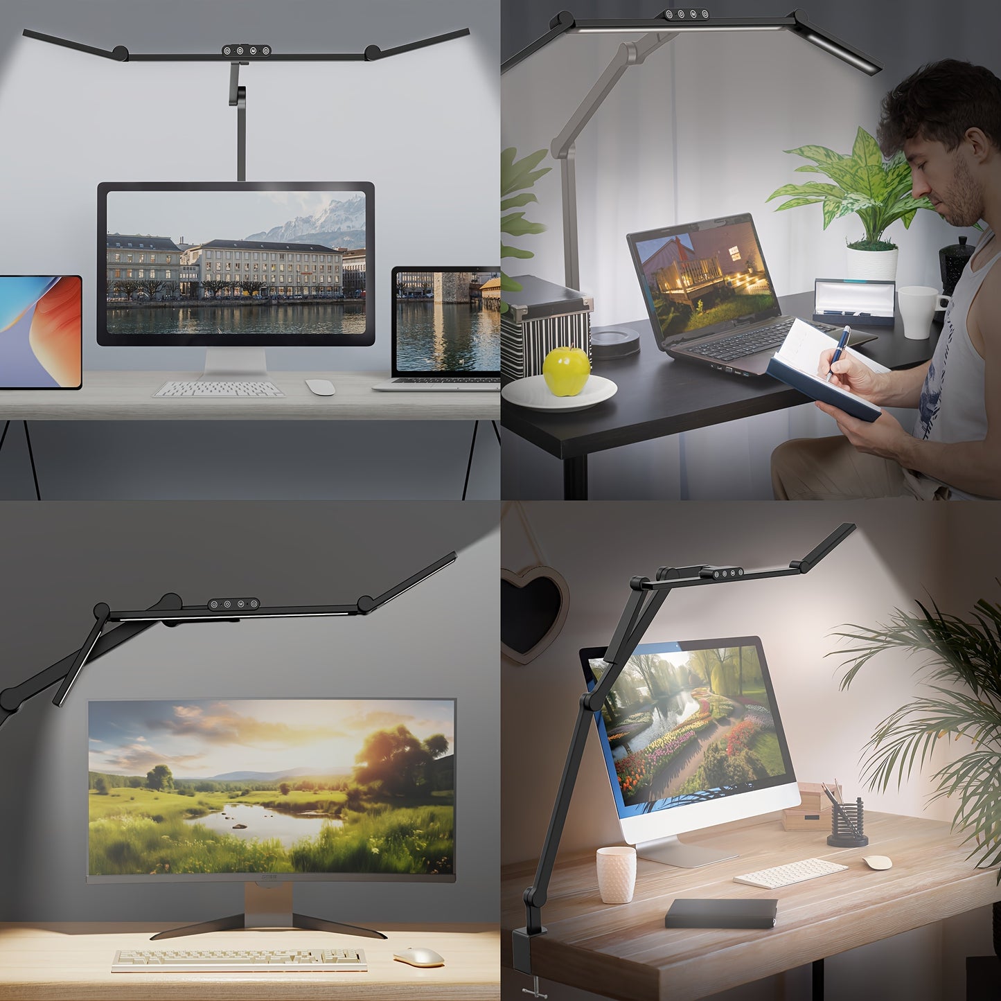 Smart Home Office LED Lamp: 24W, Clamp and Auto-Dimming