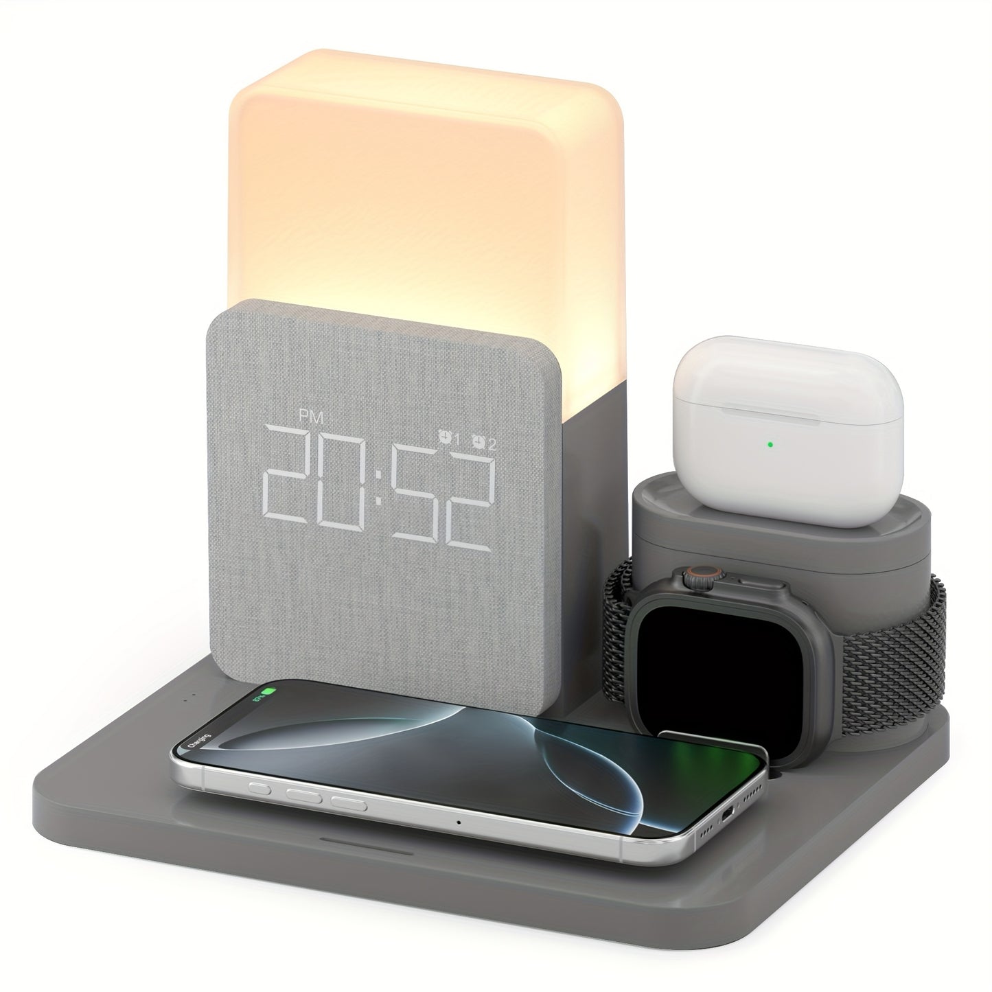 Wireless Charging Station 3-in-1  with Alarm Clock