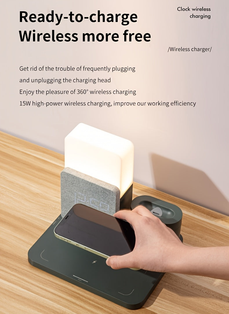 Wireless Charging Station 3-in-1  with Alarm Clock