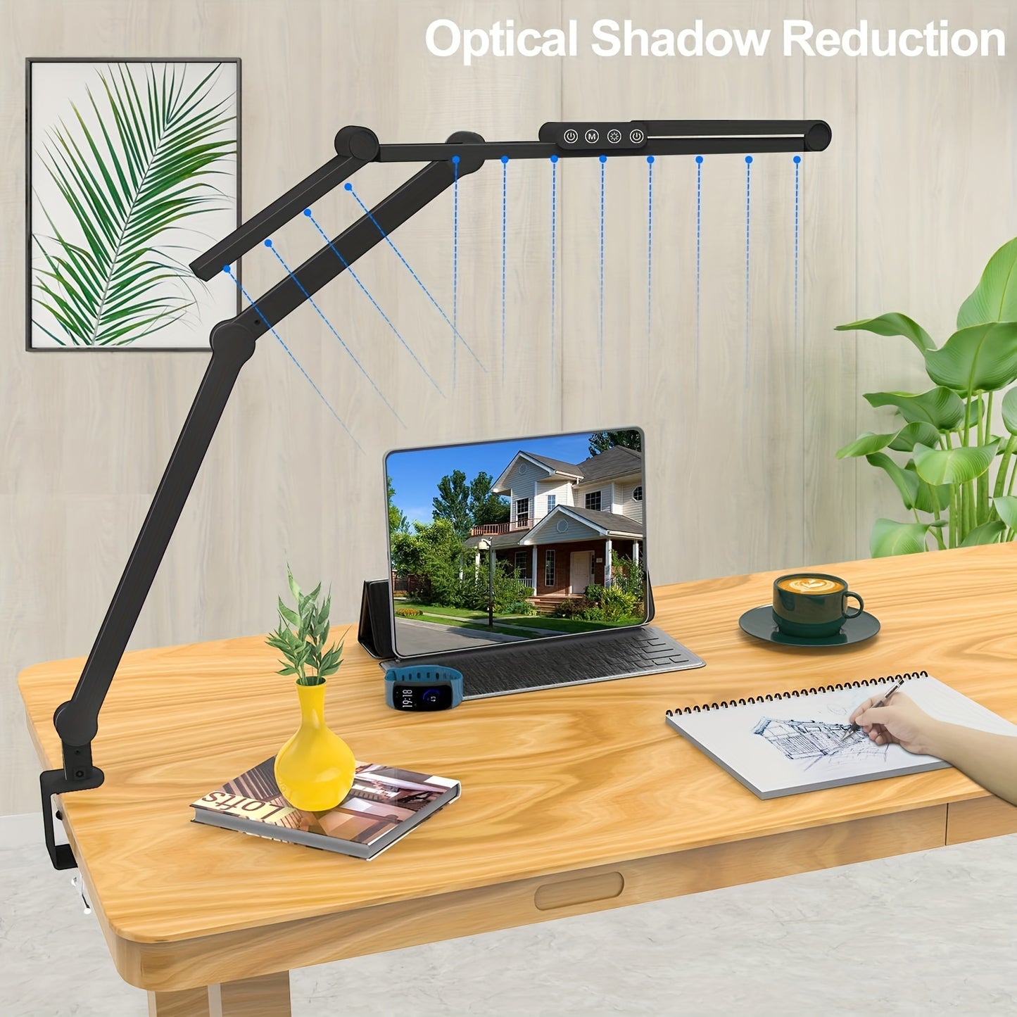 Smart Home Office LED Lamp: 24W, Clamp and Auto-Dimming