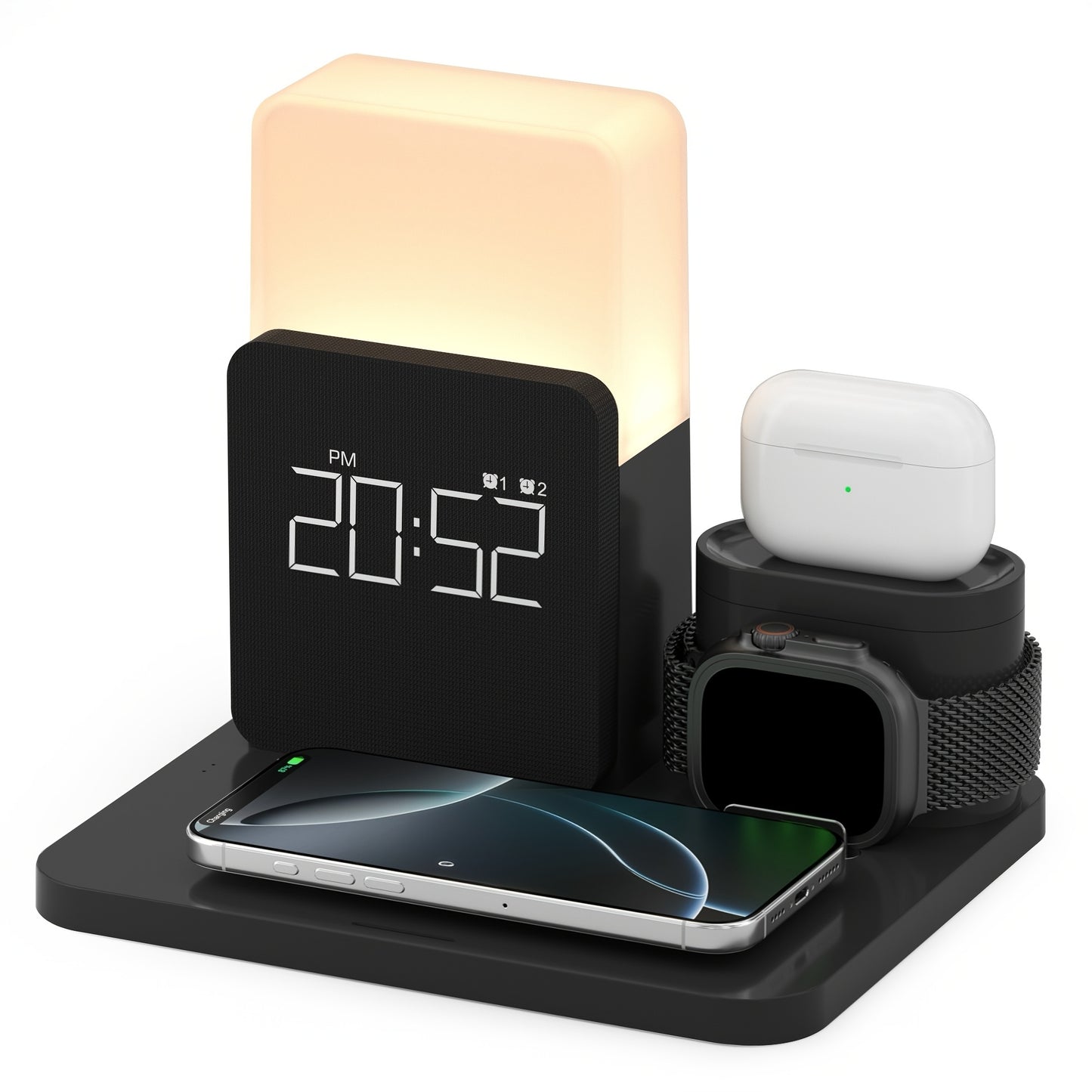 Wireless Charging Station 3-in-1  with Alarm Clock