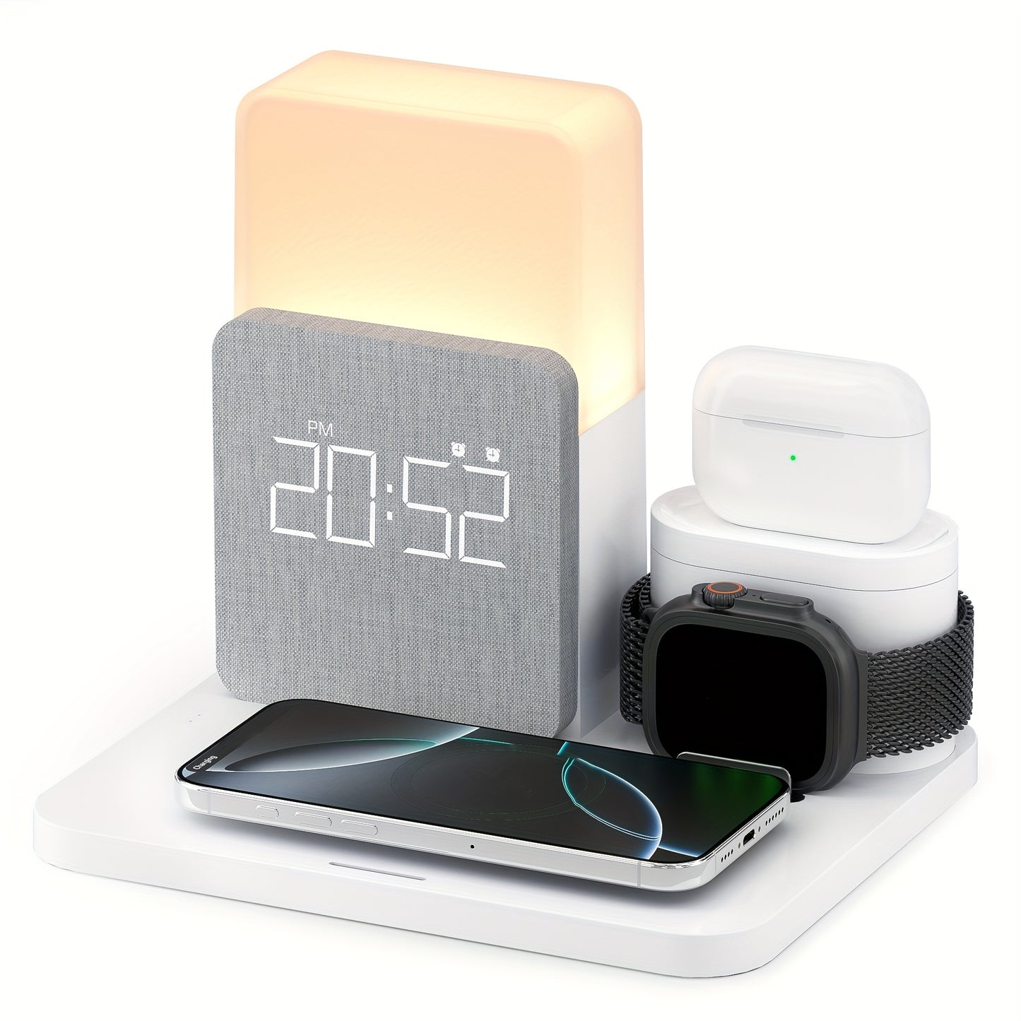 Wireless Charging Station 3-in-1  with Alarm Clock