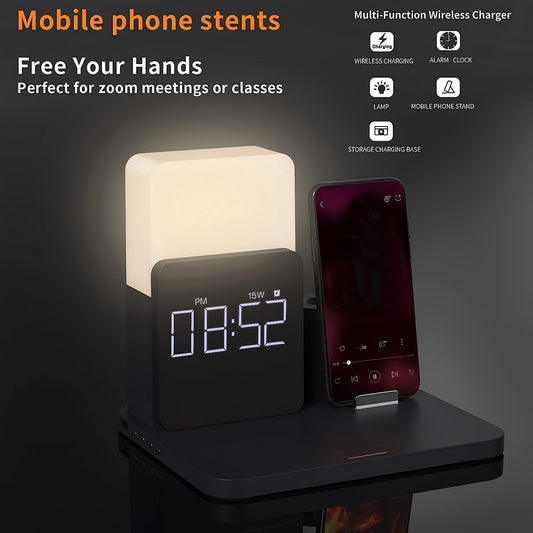 Wireless Charging Station 3-in-1  with Alarm Clock